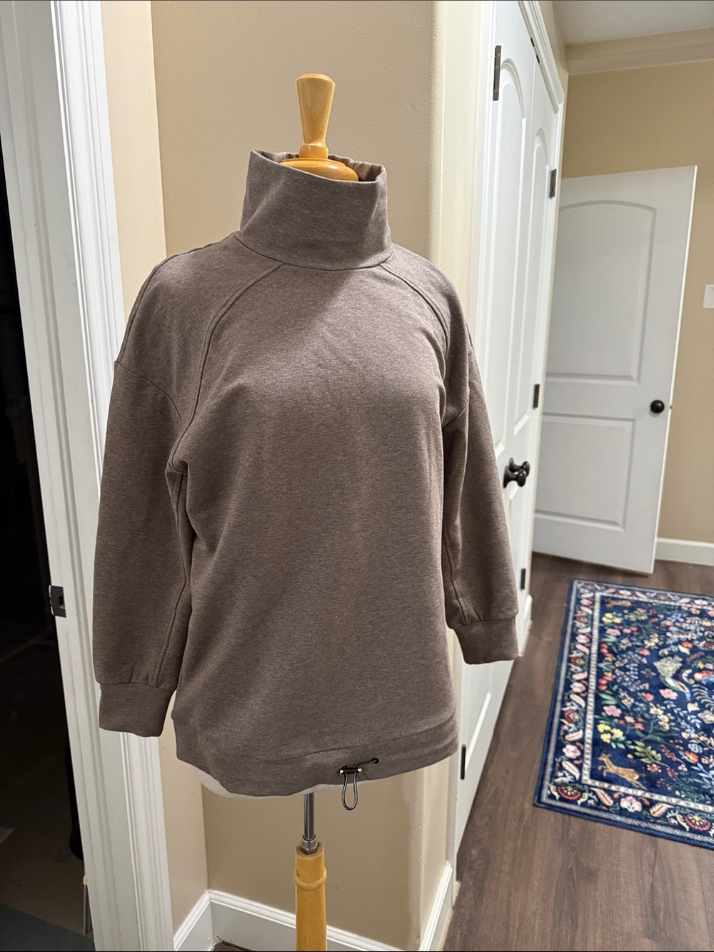Varley Relaxed-Fit Cowl Neck Sweater in Taupe - Picture 2 of 8